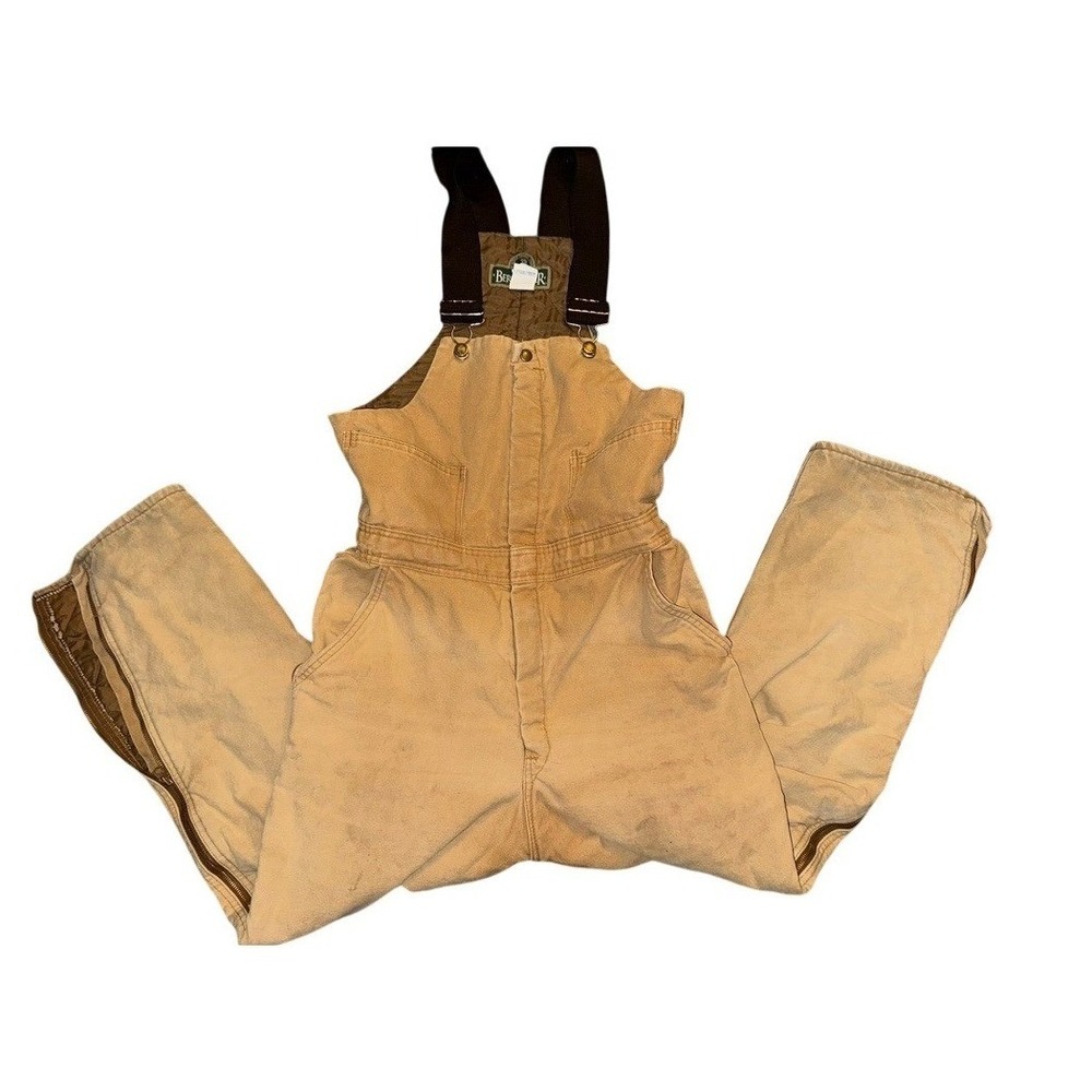 Vintage 90's Bercowear Berne Women's Insulated Bib Overalls M 10-12 USA Tan Duck